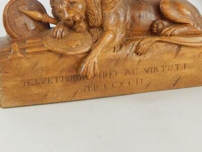A 20thC carved commemorative boxwood Lucerne military lion group - 2