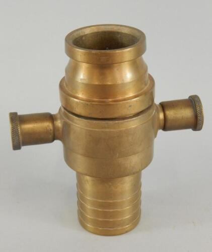 An early 20thC brass fire hose nozzle