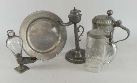 Various pewter glassware etc.