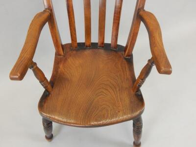 A late 19thC ash and elm grandfather chair - 3