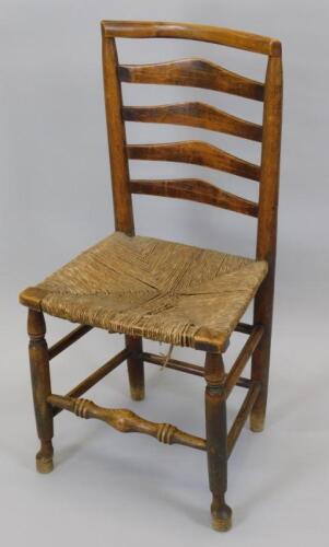 A 19thC ash ladderback chair