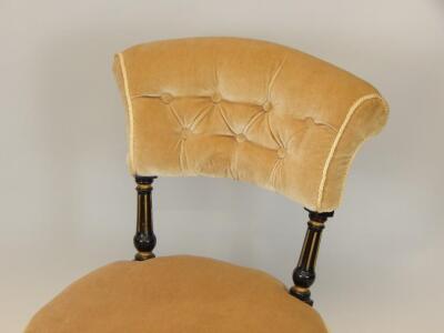 A Victorian ebonised and parcel gilt nursing chair - 3