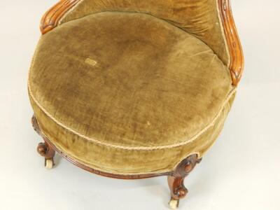 A Victorian walnut nursing chair - 2