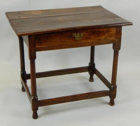 An 18thC and later oak plank top side table