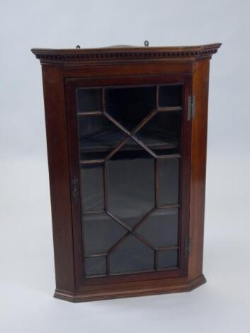 A 19thC mahogany hanging corner cupboard