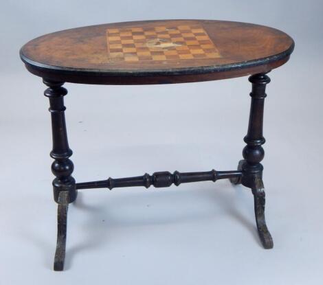 A late 19thC walnut games table