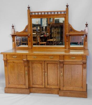 A late Victorian oak sideboard