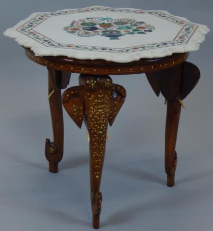 An Indian marble topped occasional table