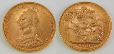 A Victorian sovereign 1891