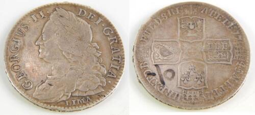 A George II half crown 1745.