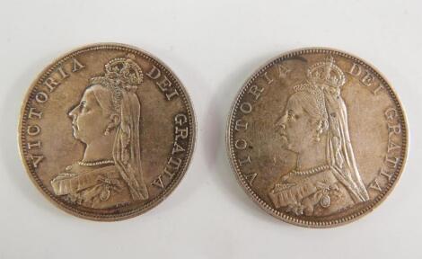 Two Queen Victoria double florins 1887.