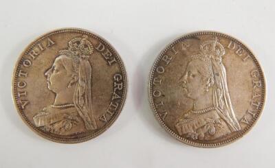 Two Queen Victoria double florins 1887.