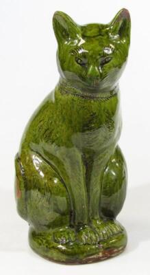 An Edwardian Welsh Ewenny Pottery figure of a cat