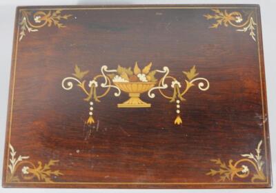 A late 19thC rosewood part inlaid and painted travel box - 3