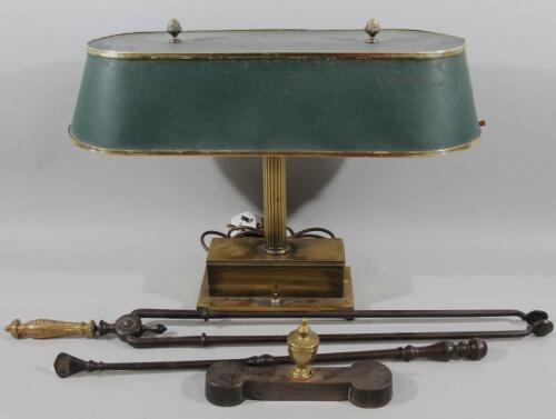 A mid 20thC brass desk lamp