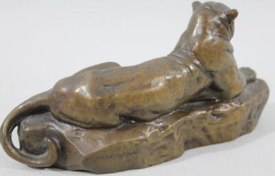 After Barye (1796-1875). Recumbent panther - 2