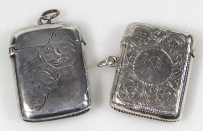 Two Victorian silver vesta cases