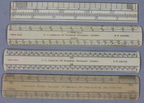 Four early 20thC ivory scale rules