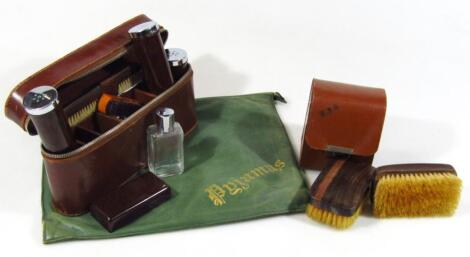 A mid 20thC leather cased travelling box set