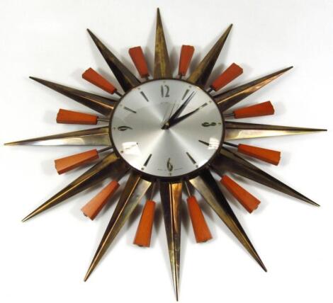 A late 20thC Metamec retro Starburst wall clock