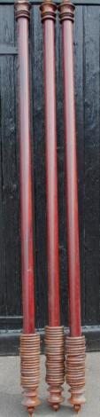 Three various late 19thC mahogany curtain rails