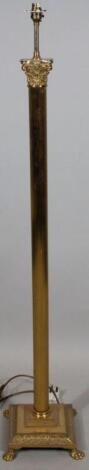 A 20thC brass Corinthian column lamp