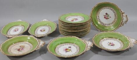 A mid-19thC English porcelain part dessert service