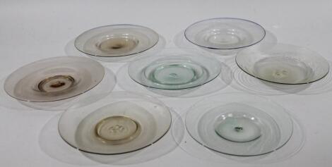 Seven various early 19thC glass saucers