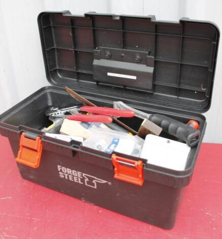 A heavy duty plastic Forget Steel tool chest