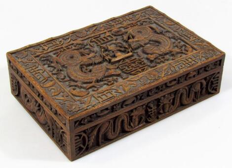 A 20thC Chinese design hardwood box