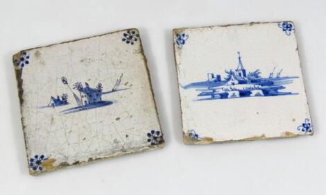 An early 18thC Dutch delft blue and white tile