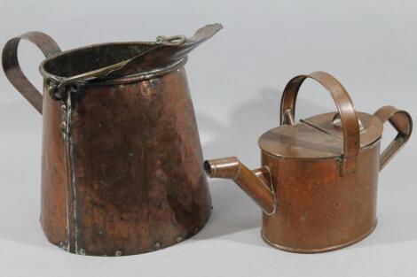 An early 20thC copper watering can