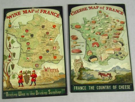 Two reproduction cheese map of France prints