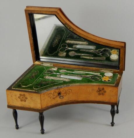 A mid 19thC Continental bird's eye maple musical necessaire