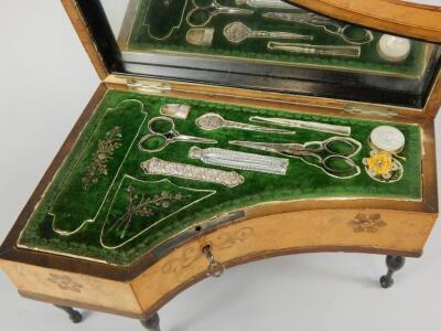 A mid 19thC Continental bird's eye maple musical necessaire - 2