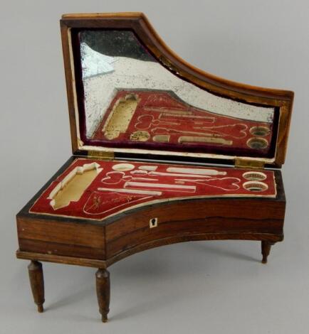 A mid 19thC continental rosewood necessaire