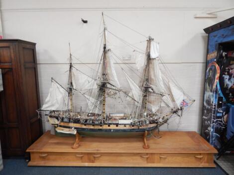 A large scale model of three masted ship the 'Surprise'