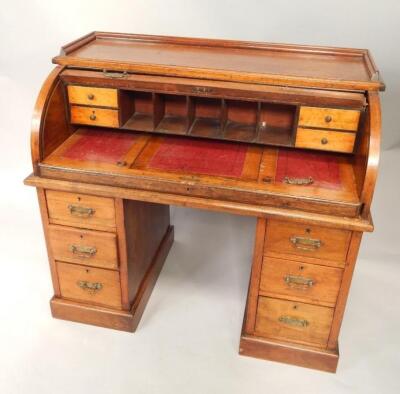 A Victorian mahogany cylinder bureau