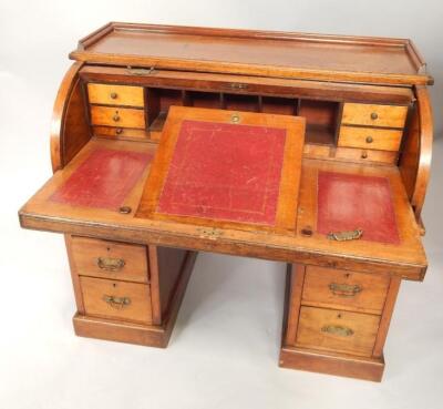 A Victorian mahogany cylinder bureau - 2