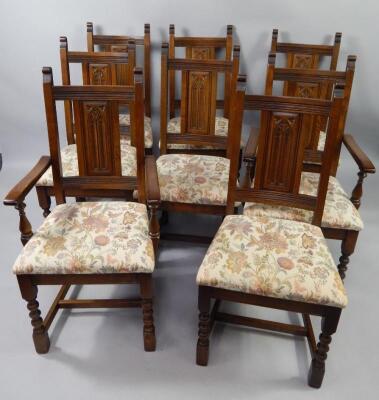 A set of eight Old Charm oak dining chairs