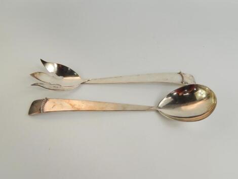 A pair of American mid 20thC plated salad servers