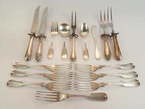 American silver flatware decorated in the fiddle and thread pattern