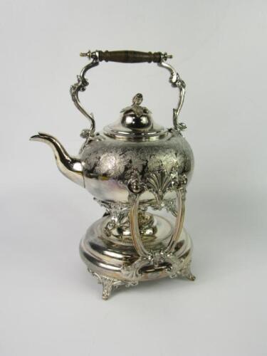 A Victorian electroplate spirit kettle