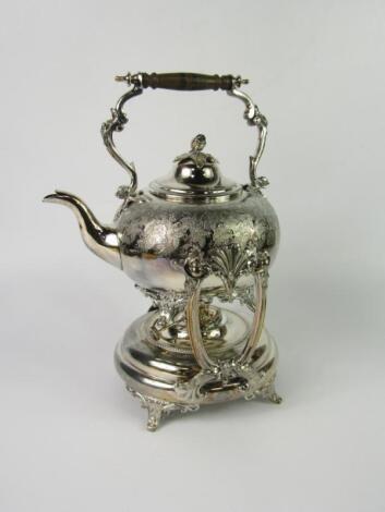 A Victorian electroplate spirit kettle