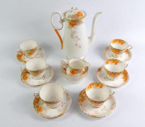 A Shelley Porcelain part coffee service decorated in the Mimosa pattern