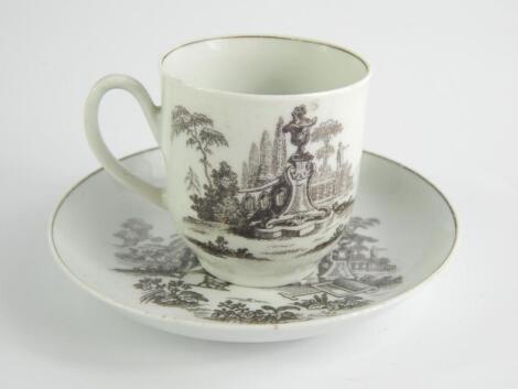 A First Period Worcester porcelain coffee cup and saucer