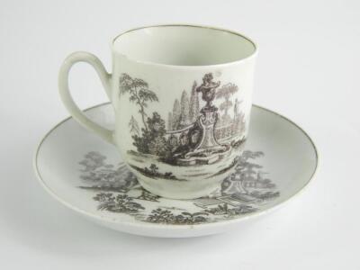 A First Period Worcester porcelain coffee cup and saucer