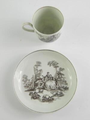 A First Period Worcester porcelain coffee cup and saucer - 2