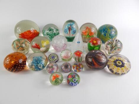 Millefiori floral and abstract glass paperweights