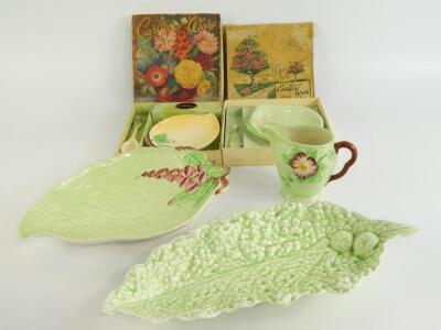 A Carltonware leaf shaped dish decorated in the Foxglove pattern